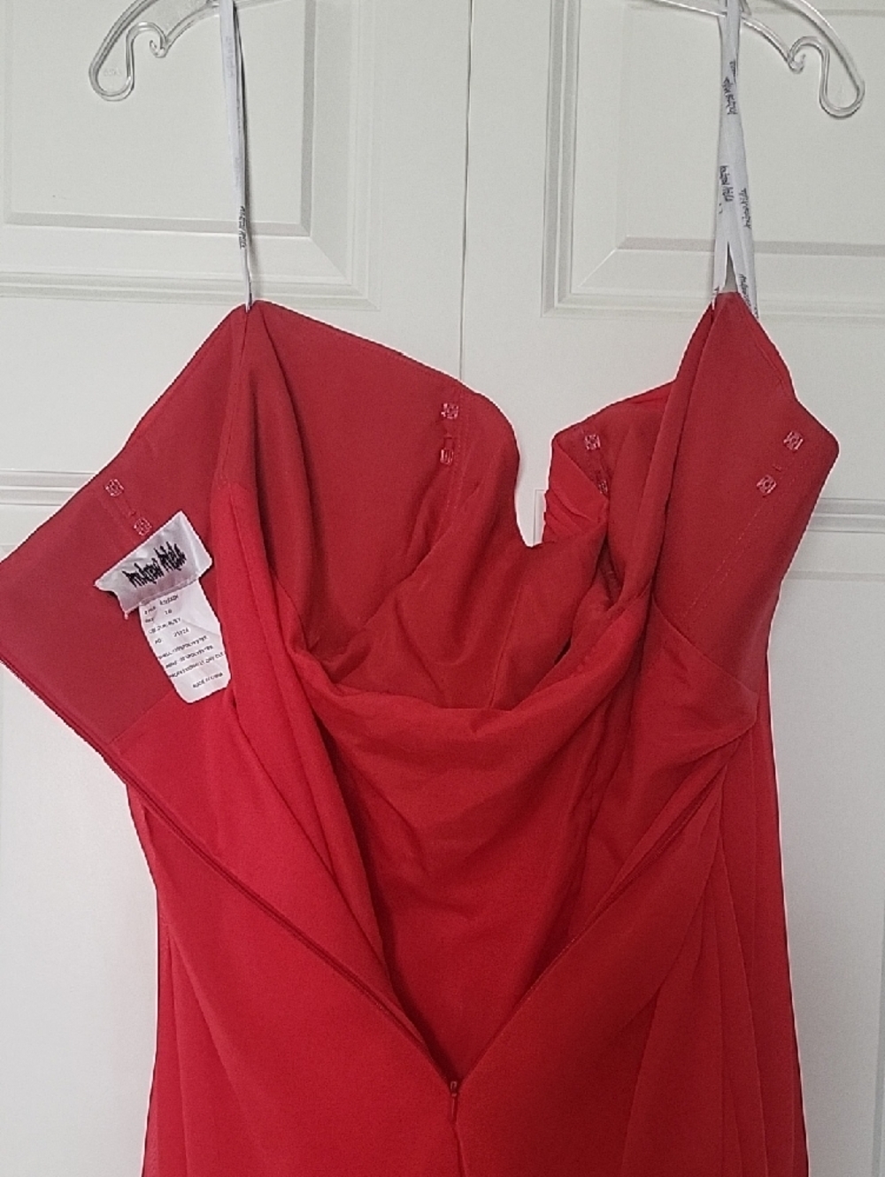 Andrew Adela Red Formal Prom Dress Sheer Overlay Women Size 16 - Picture 4 of 9